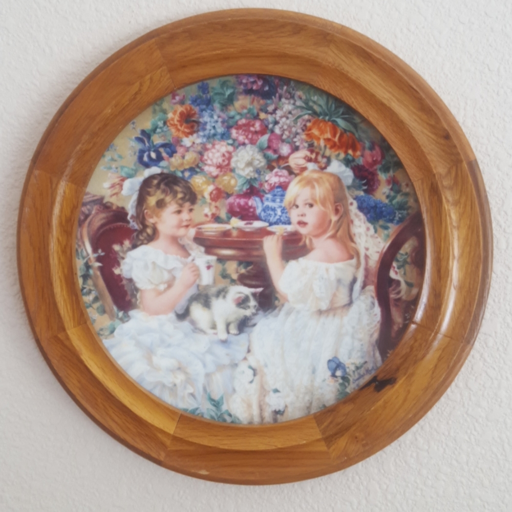Sandra Kuck Tea Party Collectors Plate & Frame